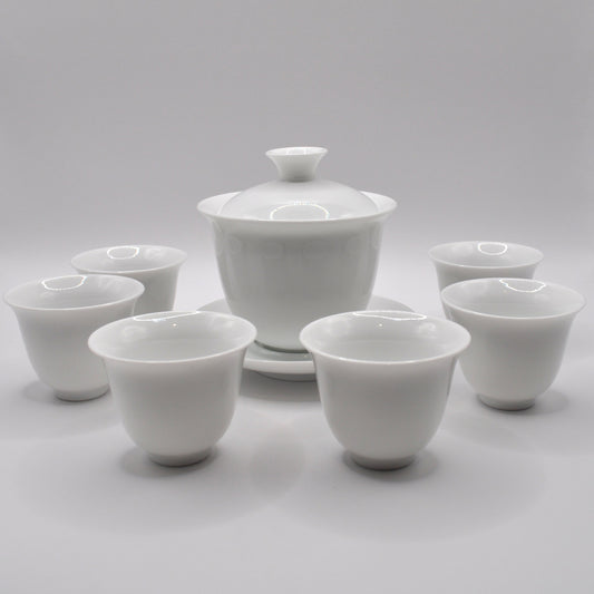 White Ceramic Gaiwan Tea Set