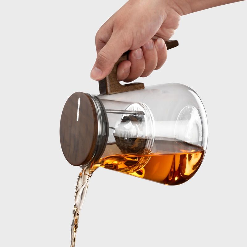 Bonston Walnut Handle Glass Teapot 800ml - angle 3