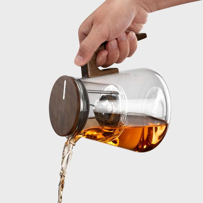Bonston Walnut Handle Glass Teapot 800ml - angle 3