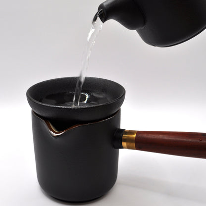 Black Ceramic Teapot with Side Handle Tea Set