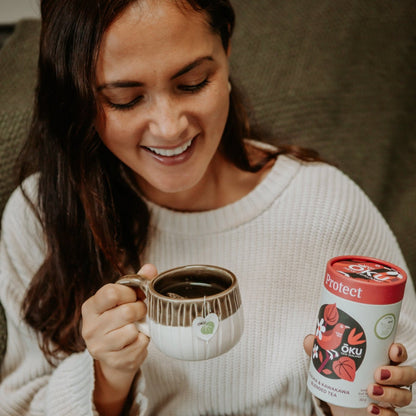 OKU Protect tea lifestyle shot