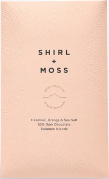 Shirl & Moss Hazelnut, Orange & Sea Salt 52% Dark Chocolate