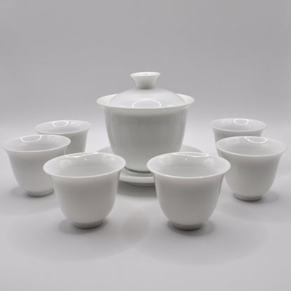 White Ceramic Gaiwan Tea Set