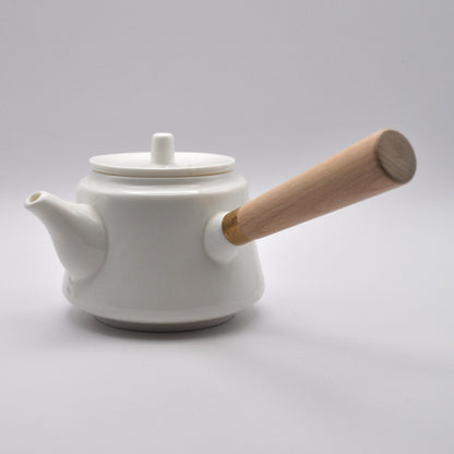 White Ceramic Teapot with Side Handle Tea Set