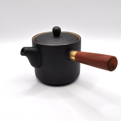 Black Ceramic Teapot with Side Handle Tea Set