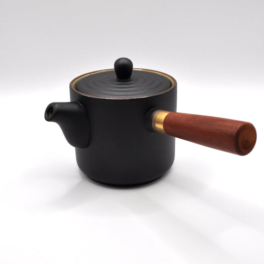 Black Ceramic Teapot with Side Handle Tea Set