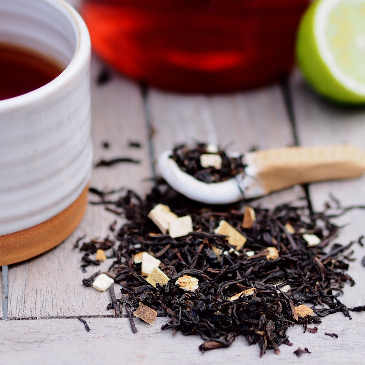 The Tea Thief Mr & Mrs Grey bergamot pieces close up