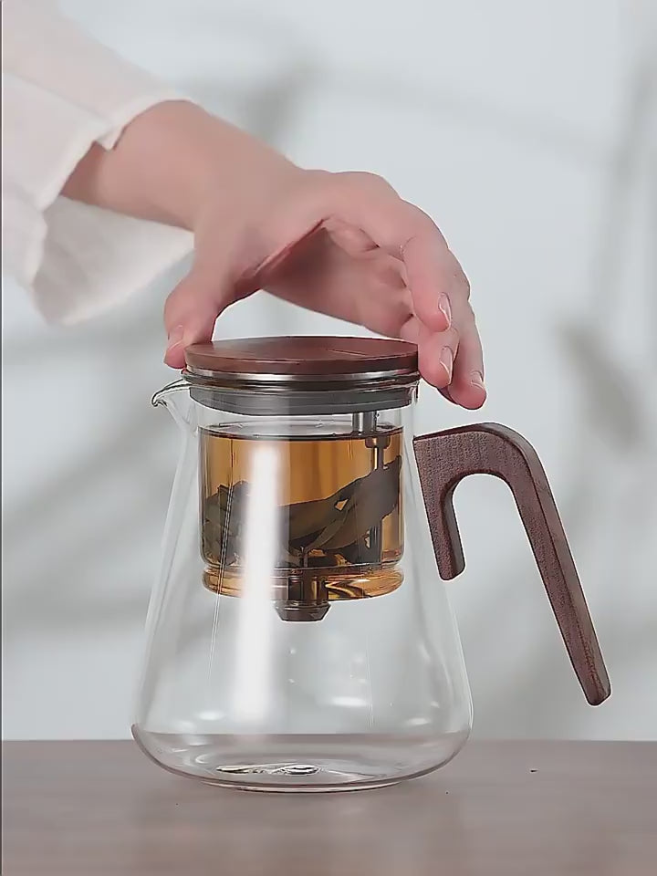Bonston Walnut Handle Glass Teapot 800ml - product video